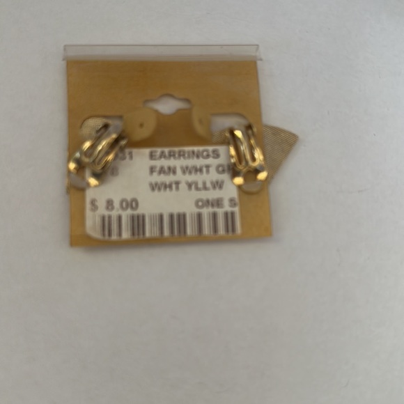 White/ Yellow/ Green Vintage Fan earrings - Picture 4 of 5